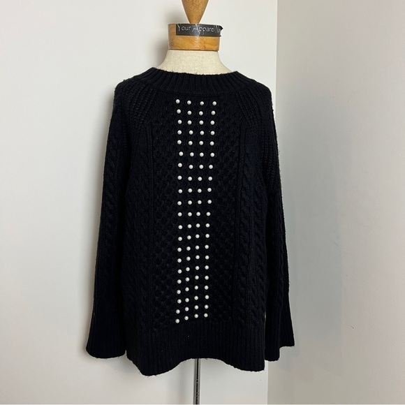 Soft Surroundings Black Knit Pearl Design Long Sleeve Sweater size XS (498) - Picture 1 of 11
